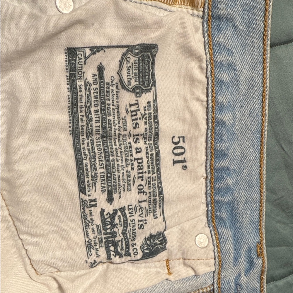 Levi's Distressed Light Blue Denim Shorts - Picture 2 of 3